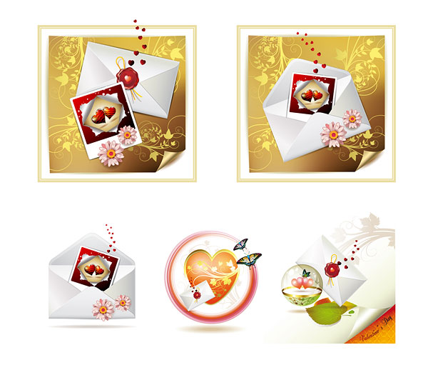 Valentine's Day letter vector material