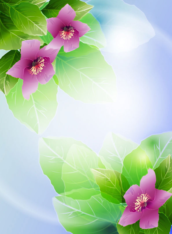 Beautiful flowers vector material -3