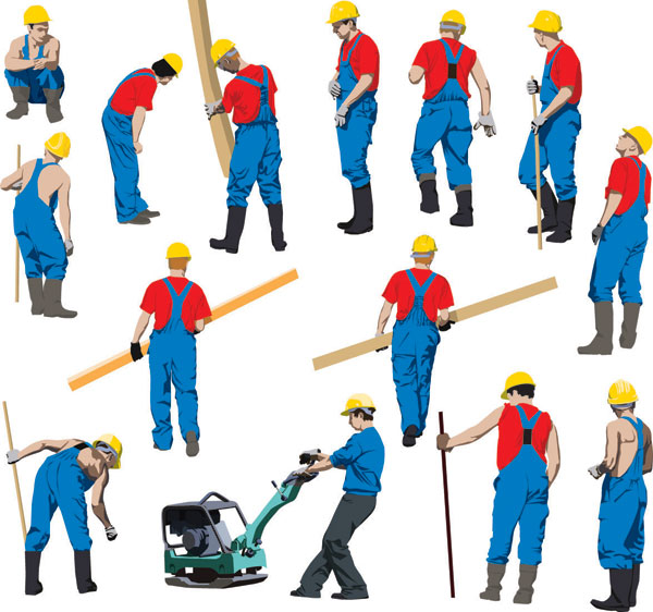 Vector of workers at work