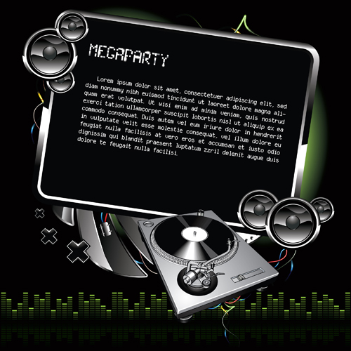 Cool black background text frame vector material -1