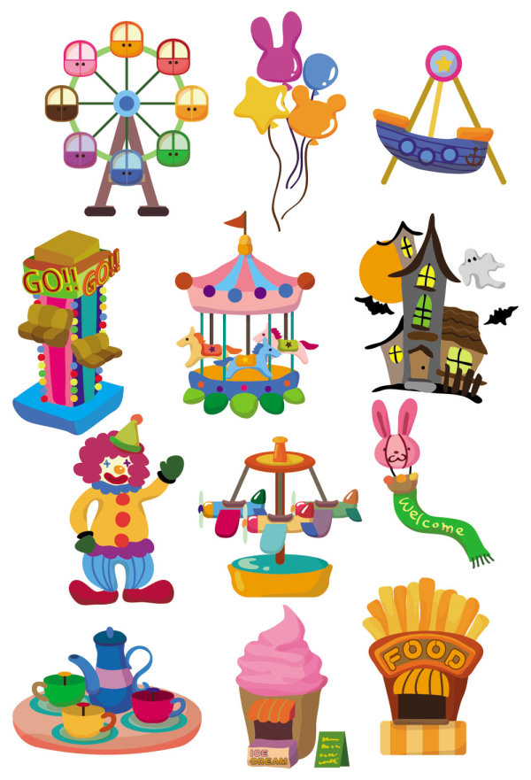 Cute cartoon of the playground icon 02 - vector