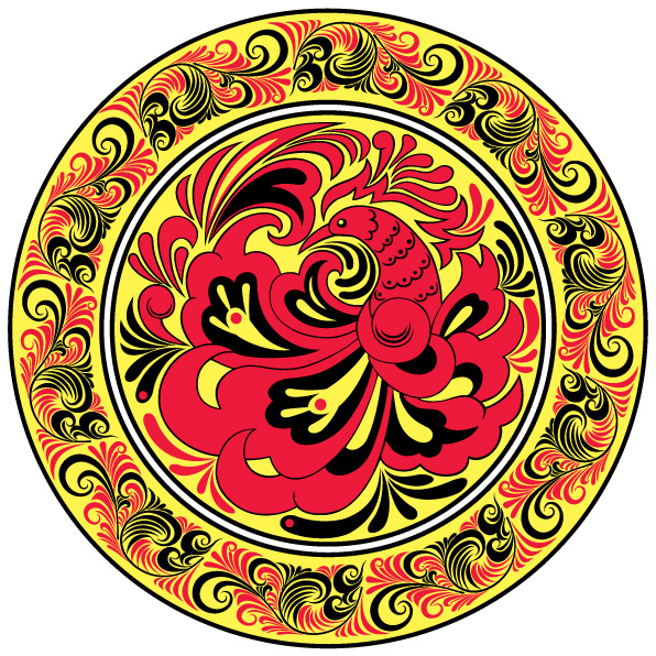 Colorful folk art painting vector - 05