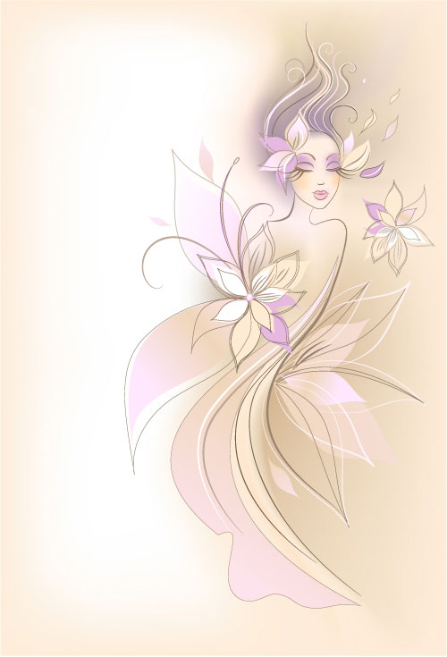 Fashion women illustration vector material -1