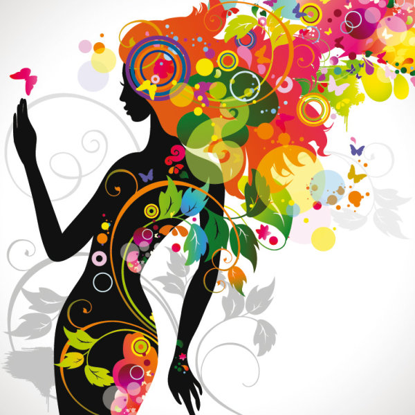 Beautiful fashionable silhouette 01 - Vector