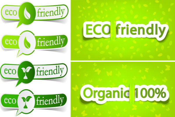 Low-carbon green theme label banner design vector material -2