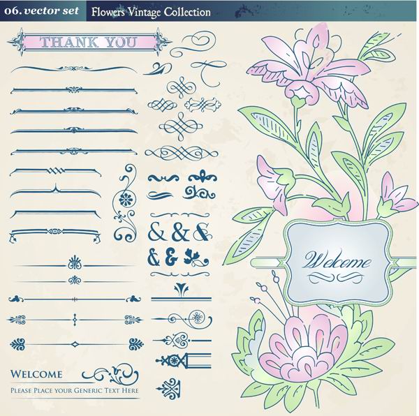 European retro floral lace pattern vector material -2