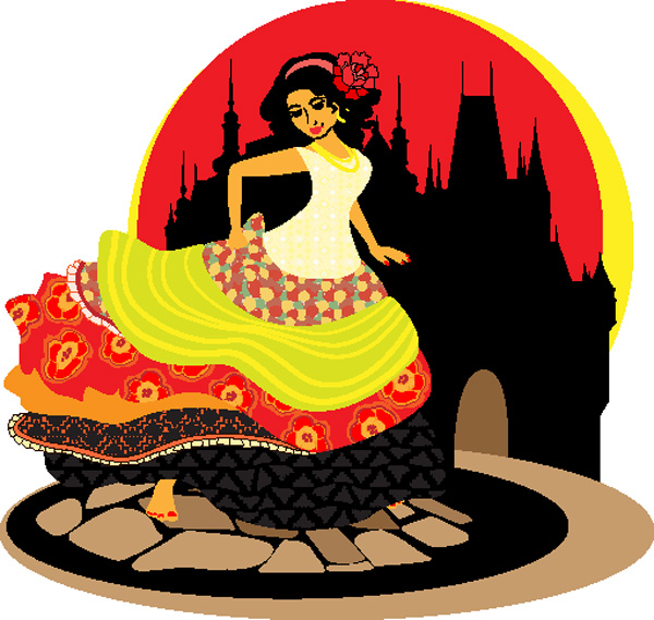 Exquisite cartoon dancer 04 - vector