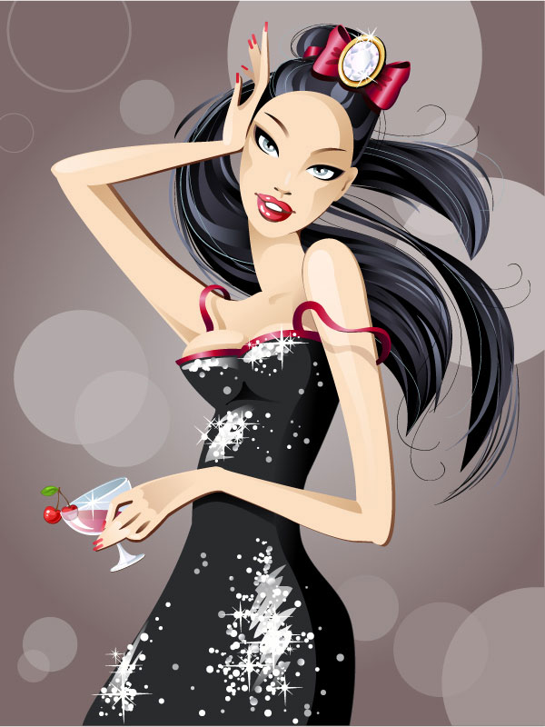 Cartoon sexy beautiful women 01 - vector material