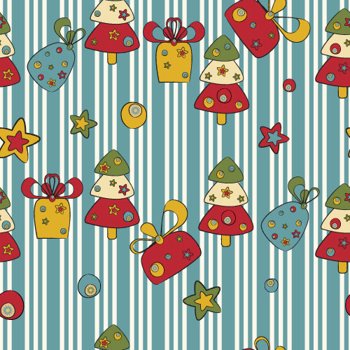 Cartoon Christmas pattern background 02 - vector material
