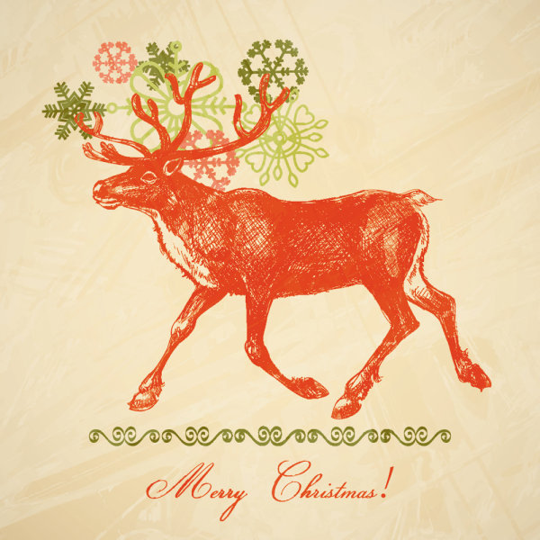 Christmas deer illustrator 04 - vector material