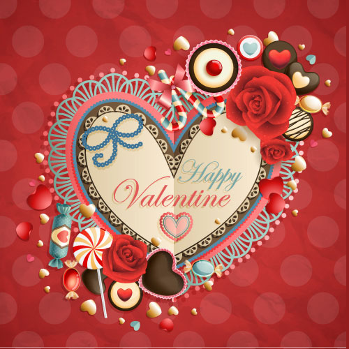 Vintage Valentine card 03 - vector material
