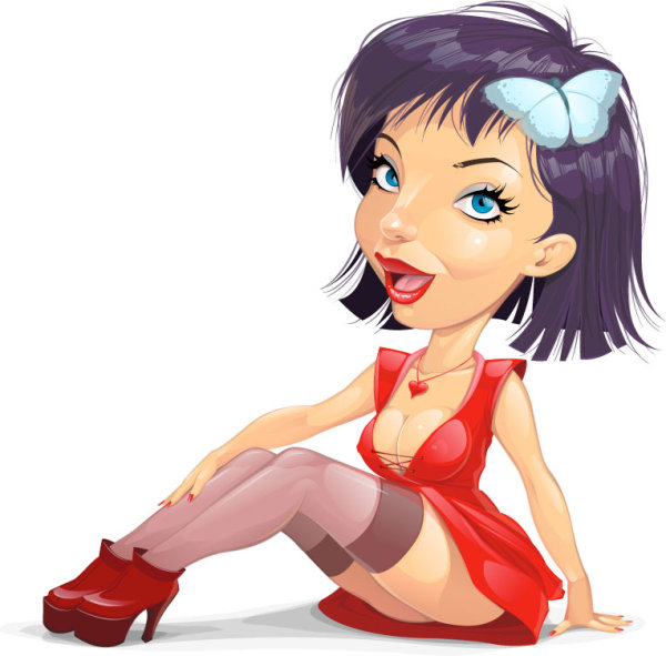 Cartoon woman illustrator 03 - vector material