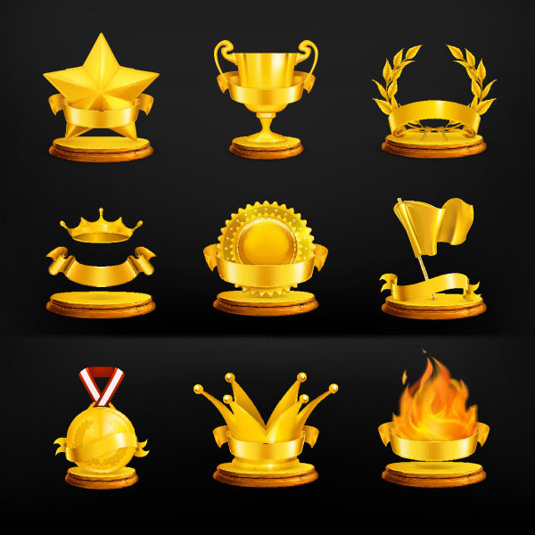 Gold medal icon vector material