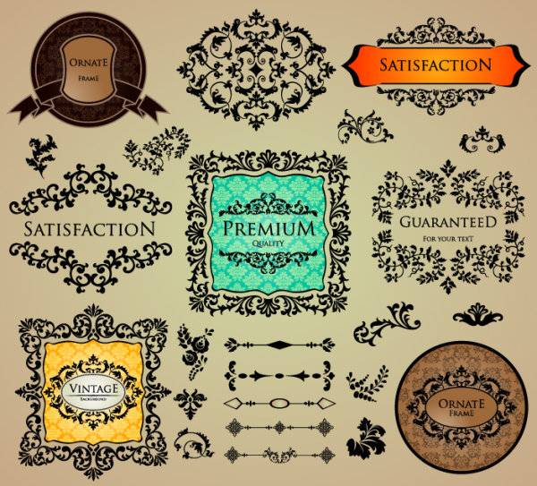 European floral frame - vector material