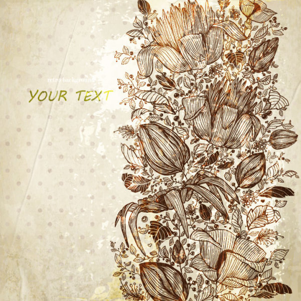 Line art retro pattern background 04 - vector material