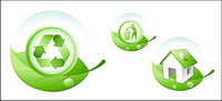 Environmental protection the theme of green leaf icon vector material