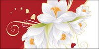 White flowers and heart-shaped vector material elements