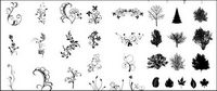 Black and white leaves Vector