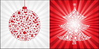 Red Christmas ball with Christmas tree - vector material