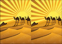 Golden desert camel silhouette Vector