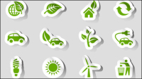 Beautifully green stickers - vector material
