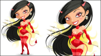 Cartoon beauty image 01 - vector material