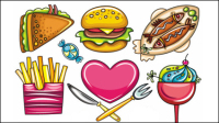 The cartoon food 01 - vector material