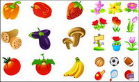 Vegetables, fruits, flowers icon vector material movement