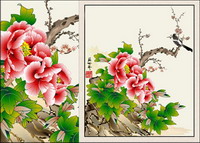 Peony Flower Painting Vector magpie