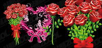 Roses and heart-shaped pattern vector material