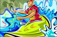 Hand-painted figures illustrations (canoeing Movement)
