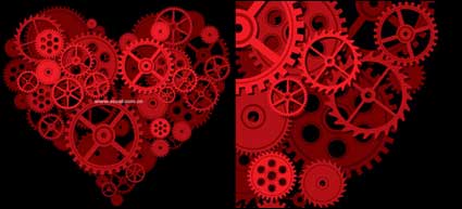 Gear formed by the large peach heart vector material