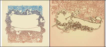 Line drawing style flower pattern Vector birds