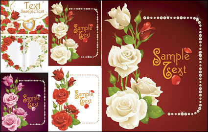 Roses cards vector material