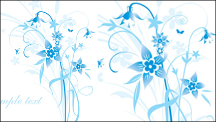 Simple hand-painted flowers and blue text background Vector -5