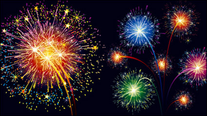 Colorful fireworks material 01 - Vector