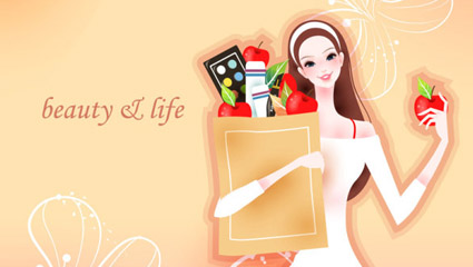 Cartoon beauty vector material 02