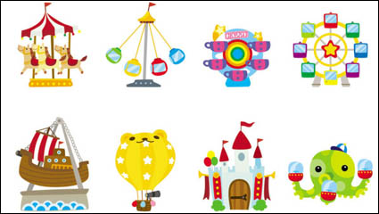 Cute cartoon icon playground 03-- vector material