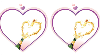 Heart-shaped champagne vector material -2