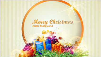 Brilliant Christmas gift box vector - 05