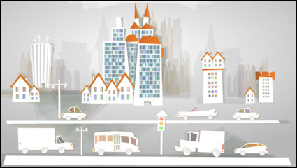 Cartoon construction paper-cut 04 - vector material