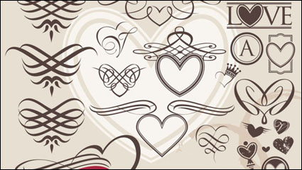European-style heart-shaped lines - vector material