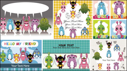 Cartoon illustrator of children 02 - vector material