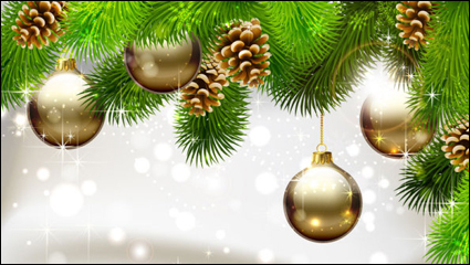 Beautiful Christmas ball background 03 - vector material