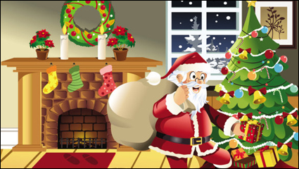 Christmas scene illustrator 02 - vector material