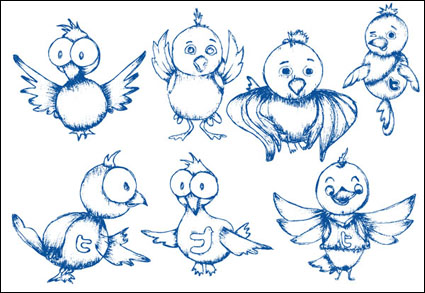 Hand-painted birds vector