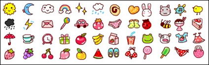 Weather, fruits, animals, small icons gif
