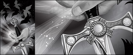 CG style black-and-white illustrations vector material