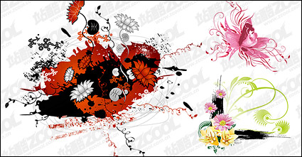 different flowers vector material