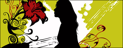 Flower and women vector material